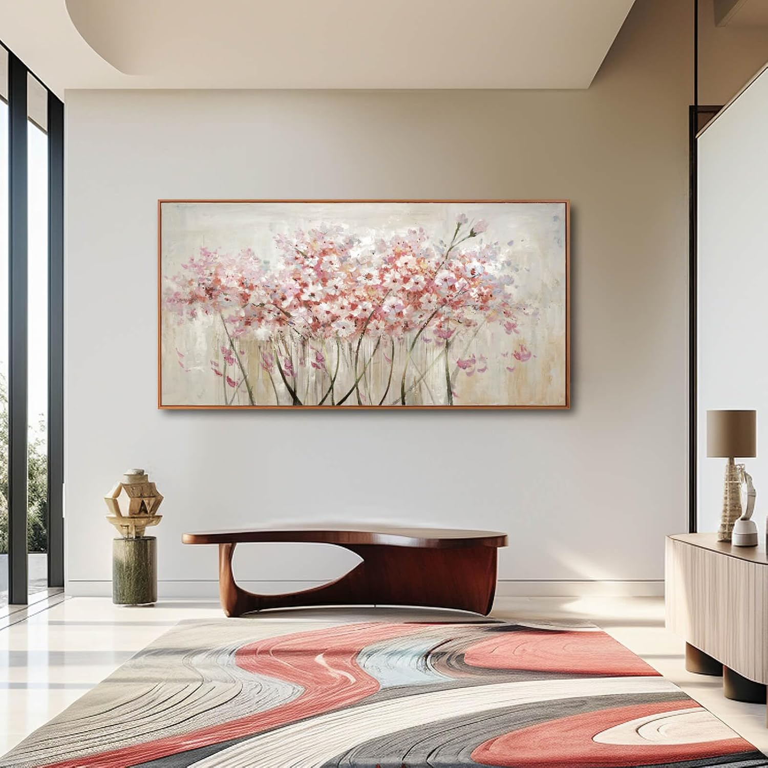 Pink Large Framed Canvas Wall Art Botanical Photo Canvas 29'x58' Artwork for Living Room Kitchen Women Room Decor for Bedroom
