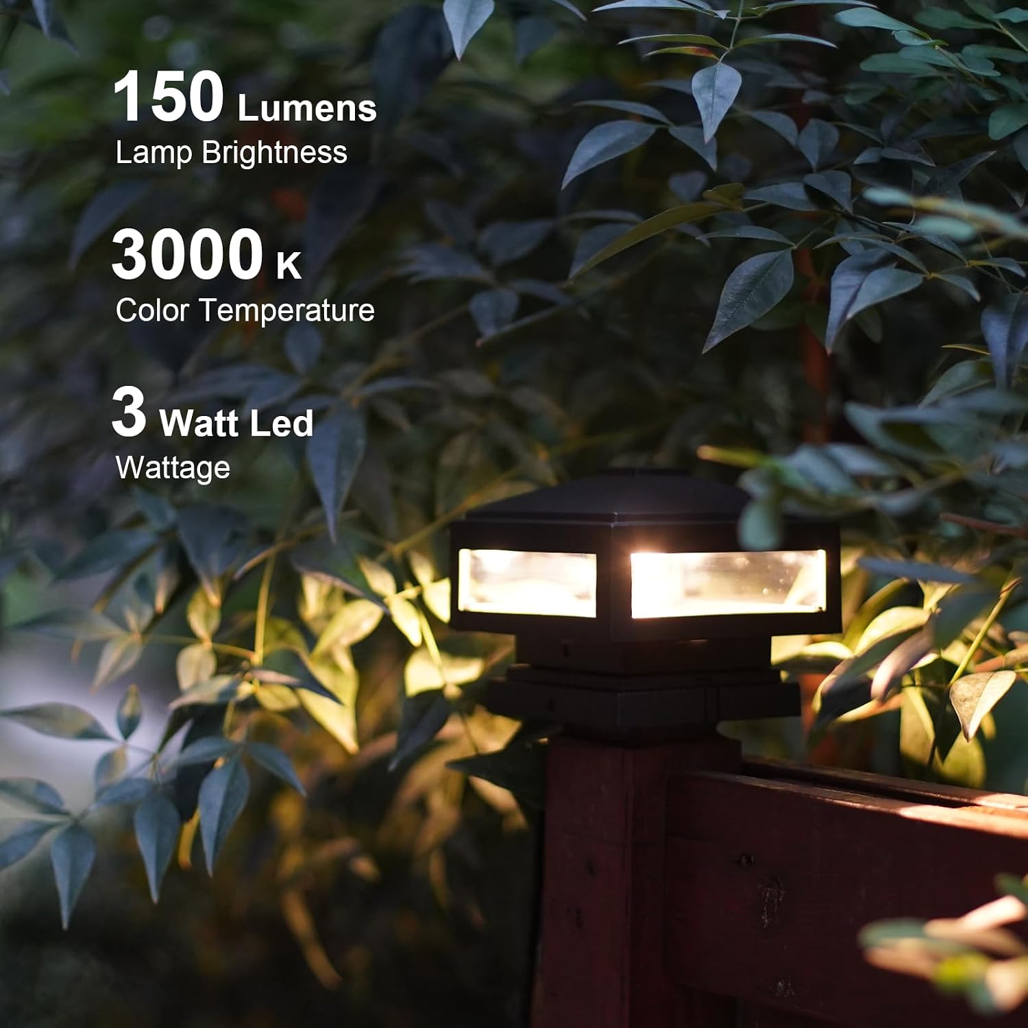 GOODSMANN Landscape Lighting 8PK Low Voltage Post Cap Lights Outdoor Lights 3W LED 150 Lumen 3000K with Cable Connectors 2 Bases for 6X6 (Actual 5.5' x 5.5') and 4X4 (Actual 3.5' x 3.5')
