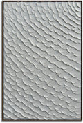Slyart White Textured Wall Art, Handmade Mermaid Painting Framed Artwork, 3D Vertical Canvas Abstract White Wall Art 24'*36'