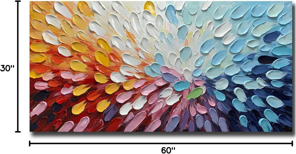 V-inspire Art, Modern Abstract Oil Painting on Canvas, 30x60 inches, Wall Art for Living Room, Bedroom, Kitchen, Home Decor
