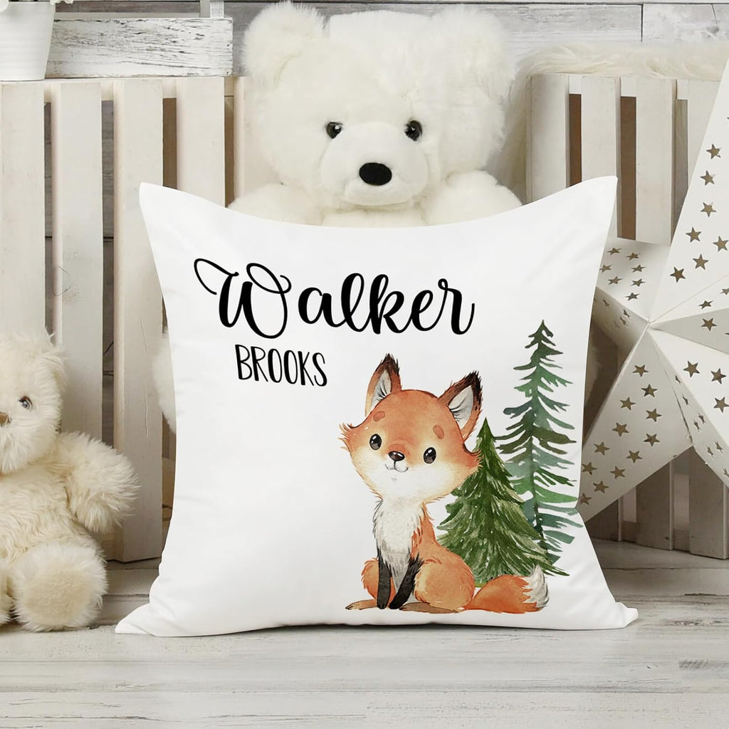 Custom Baby Crib Bedding Set - 5 Piece Nursery Crib Set Woodland Animals Design - Personalized Name Blanket with Dotted Backing, Crib Sheet, Changing Pad Cover, Pillow Cover, Rug for Newborns Color01
