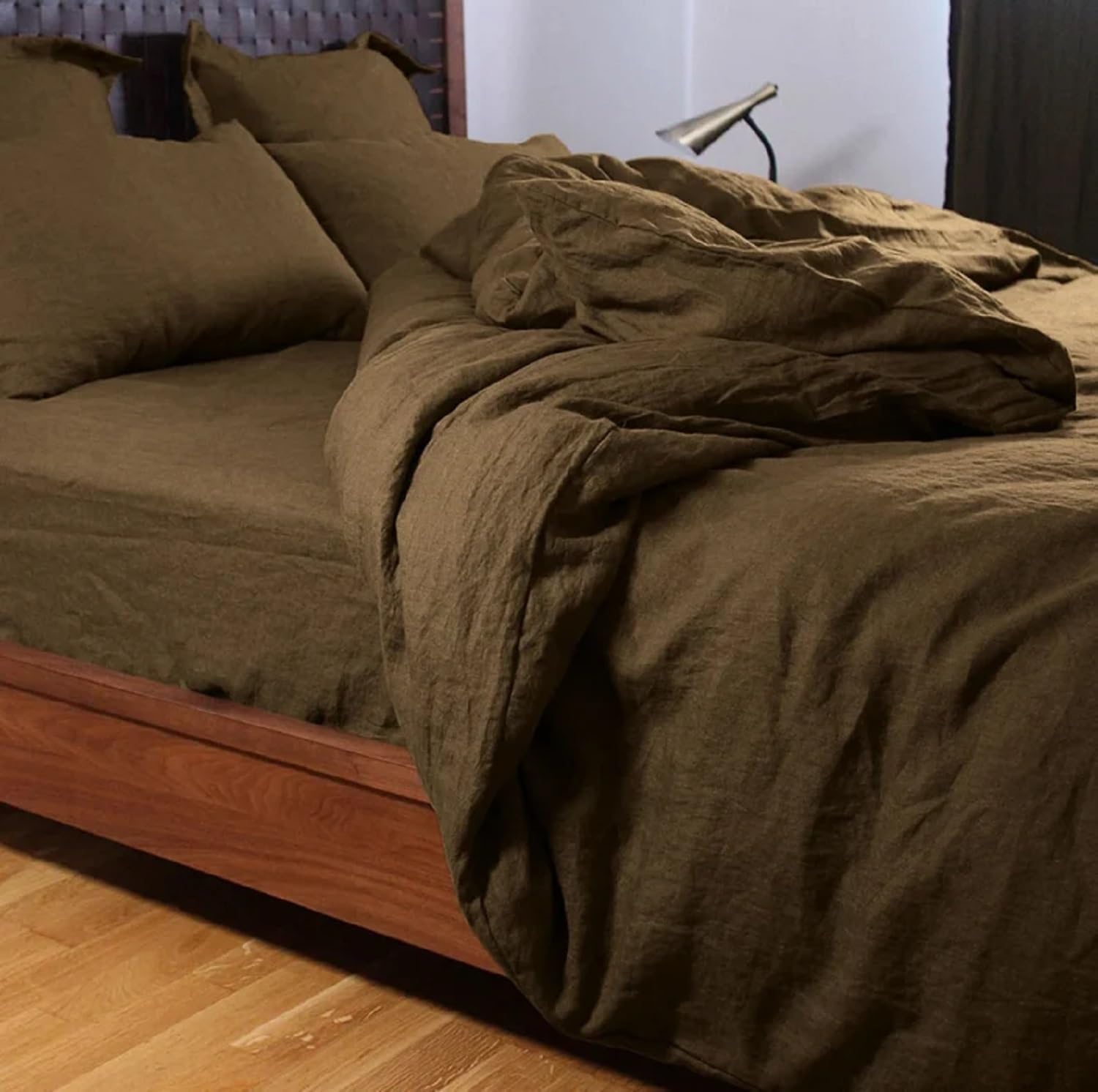 Coffee Color Washed Cotton Duvet Cover/Stonewashed Cotton Bedding/Twin Full Queen King/Toddler Cotton Reversible Bedding Set 2 Pillow Cover (Over Size 98X120)