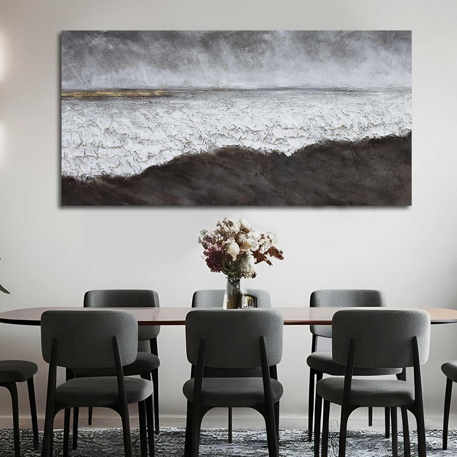 XIANSHOU Black Canvas Artwork For Living Room Abstract Wall Decor Picture on Canvas Large Size Hallway Decor Office Dining Room Decorative Wall Art 29'x58' Ready to Hang