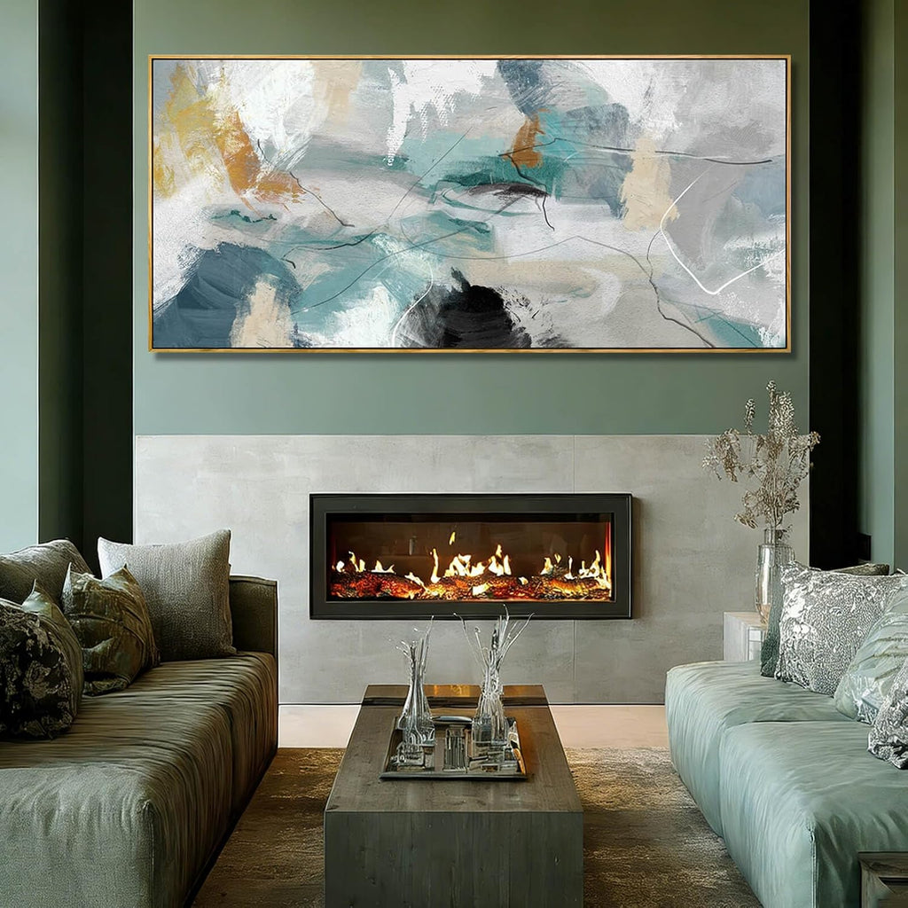 Abstract Framed Wall Art Colorful Picture Prints Line Canvas Poster 40'x86' Bedroom Artwork Home Decorations for Living Room