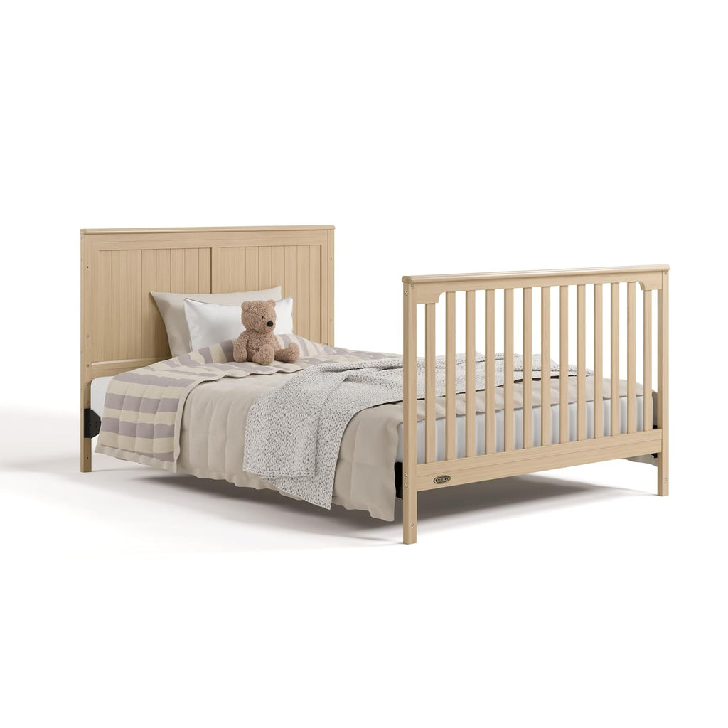 Graco Hadley 5-in-1 Convertible Crib with Drawer – GREENGUARD Gold Certified, Fits Standard Crib Mattress, Converts to Toddler Bed, Daybed and Full Bed, 4 Adjustable Mattress Heights (Driftwood)