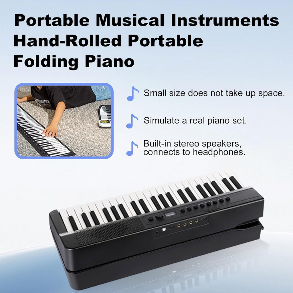 88 Key Digital Keyboard Piano, Foldable Portable Design with 128 Rhythms, Pedal, Sheet Music Stand and Carry Bag for All Skill Levels(Black)