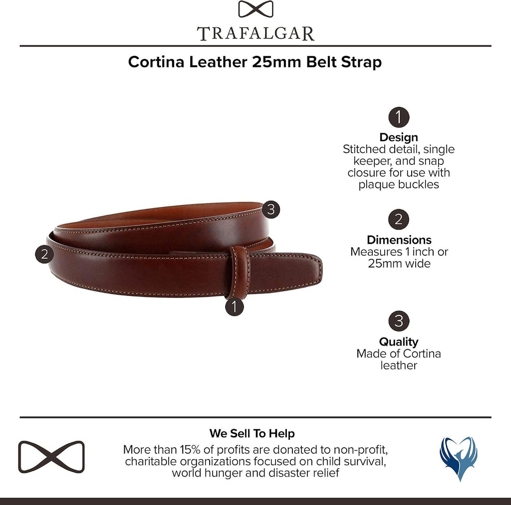 Trafalgar Cortina Leather Belt Strap - 1 inch wide (25mm)
