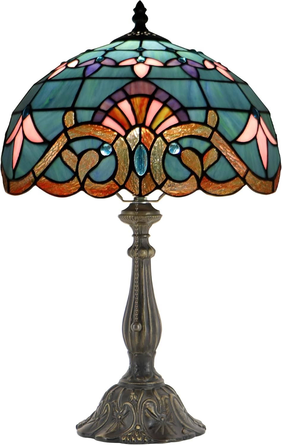 Tiffany Style Lamp Stained Glass Table Lamp Memory Sympathy Desk Reading Light 12X19 Inch (Baroque Style)