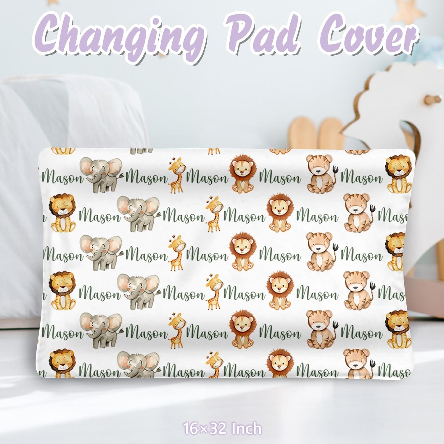 Custom Baby Crib Bedding Set, 5 PCS Personalized Name Baby Crib Sets for Girls Boys, Forest Animals Theme Nursery Bedding Sets for Infant Toddler, Double Layer Flannel Bed Set Customized Gifts