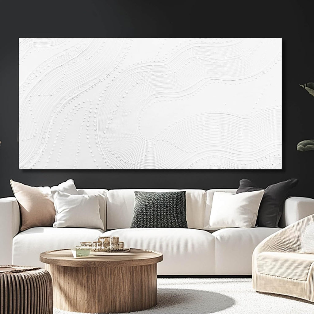 NBAODAN Large Wall Art Modern Canvas Picture Abstract Wall Decor White Line Art for Living Room Neutral Artwork for Office Bedroom 29'x58' Geometric Painting
