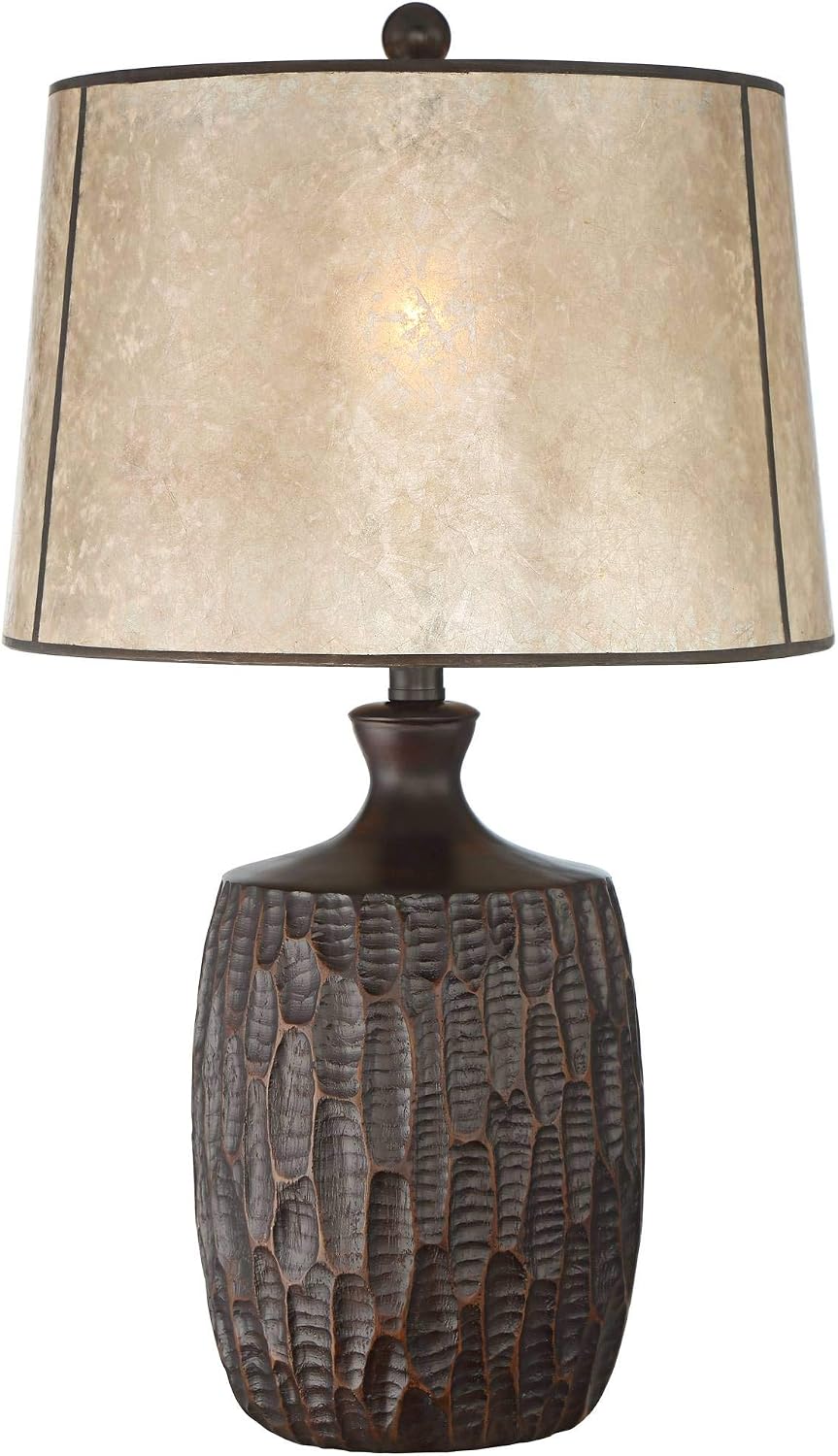 Franklin Iron Works Kelly 25 1/2' High Farmhouse Rustic Country Cottage Table Lamp Brown Finish Single Mica Shade Living Room Bedroom Bedside Nightstand House Office Home Reading (Colors May Vary)
