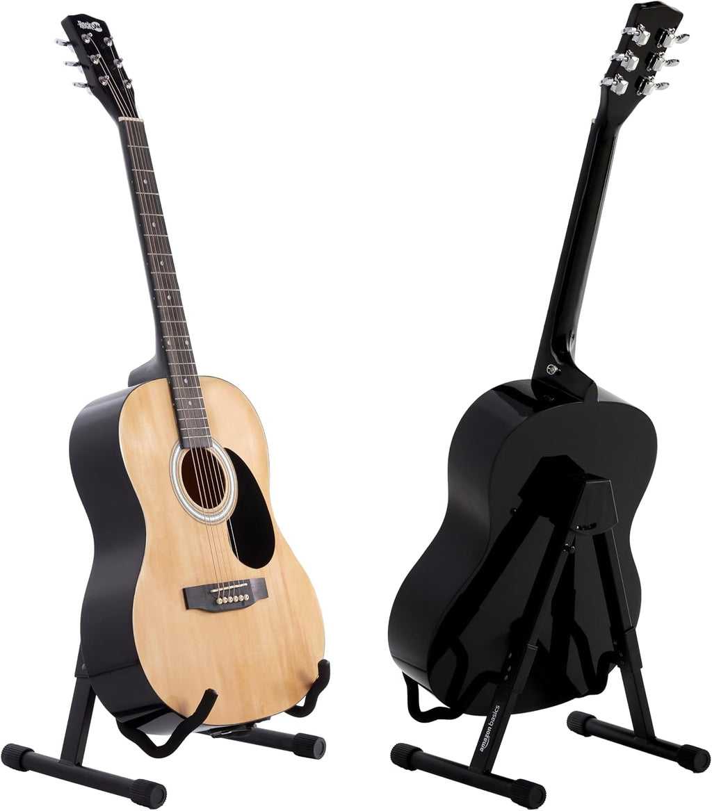 Amazon Basics Portable Adjustable Folding Guitar Stand for Electric and Acoustic Guitars, A-shape, Fully Assembled with Padded Foam, Black, 8.66 x 15.16 x 3.74 inches (Pack of 6)