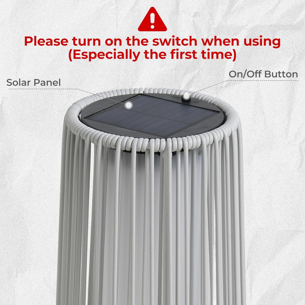 Grand patio Outdoor Floor Solar Light 2-Pack, Wicker Solar Patio Lamp Waterproof Outside Deck Lamp for Porch, Yard, Garden, Lawn Decorations - White, Gordes 2 PCS