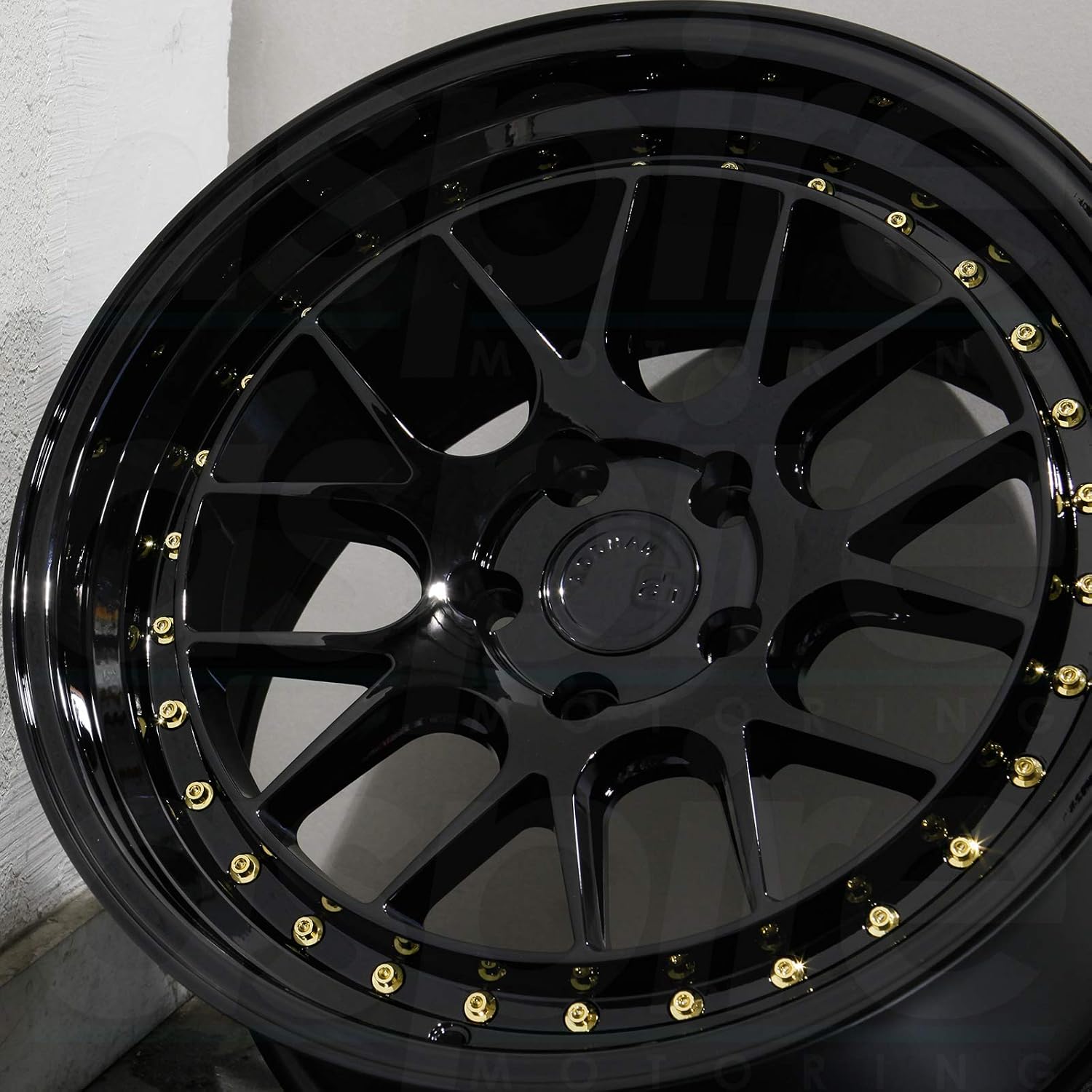 AodHan DS06 Wheel - Gloss Black W/Gold Rivets: 19x9.5 Wheel Size; 5x114.3 Lug Pattern; 73.1mm Hug Bore; 22mm Off Set.