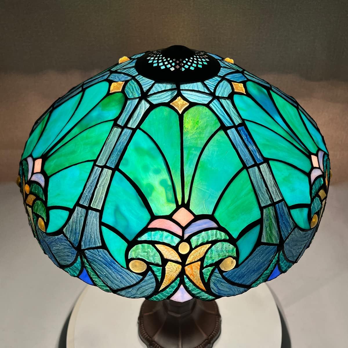 Tiffany Table Lamp Shade 16' Wide Victorian Style Stained Glass Lampshade for Table Lamp Floor Lamp