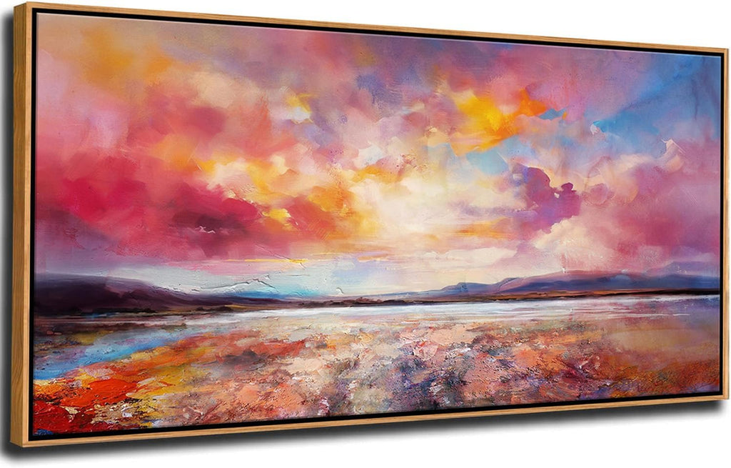 DVQ ART Canvas Wall Art for Living Room Large Size - Coastal Sunset Canvas Prints - Beach Wall Art for Home Decor, Ocean Scenery Picture, Framed Seascape Poster 24'x48' for Bedroom Bathroom Decor