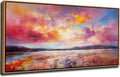 DVQ ART Canvas Wall Art for Living Room Large Size - Coastal Sunset Canvas Prints - Beach Wall Art for Home Decor, Ocean Scenery Picture, Framed Seascape Poster 24'x48' for Bedroom Bathroom Decor