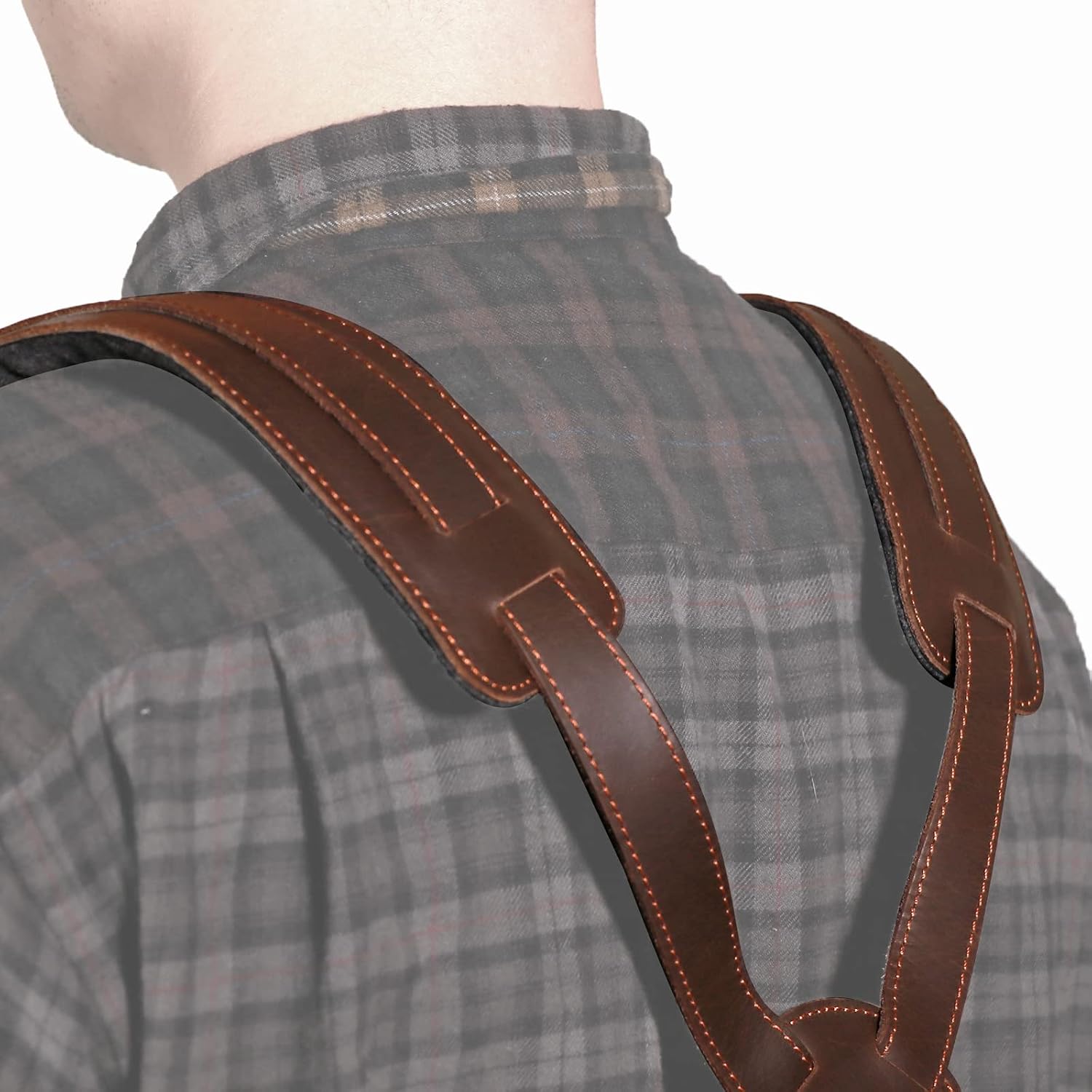 Tourbon Leather Construction Work Tool Belt with Suspenders for Men Faux Fleece Padded Heavy Duty Electrician's Combo Framing Carpenter Belts
