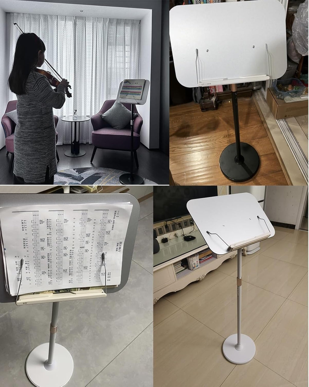 Professional Sheet Music Stand for Home, Adjustable Height Music Book Holder for Guitar, Ukulele, Violin Players, Orchestra Conductor Podium (Color : Black)