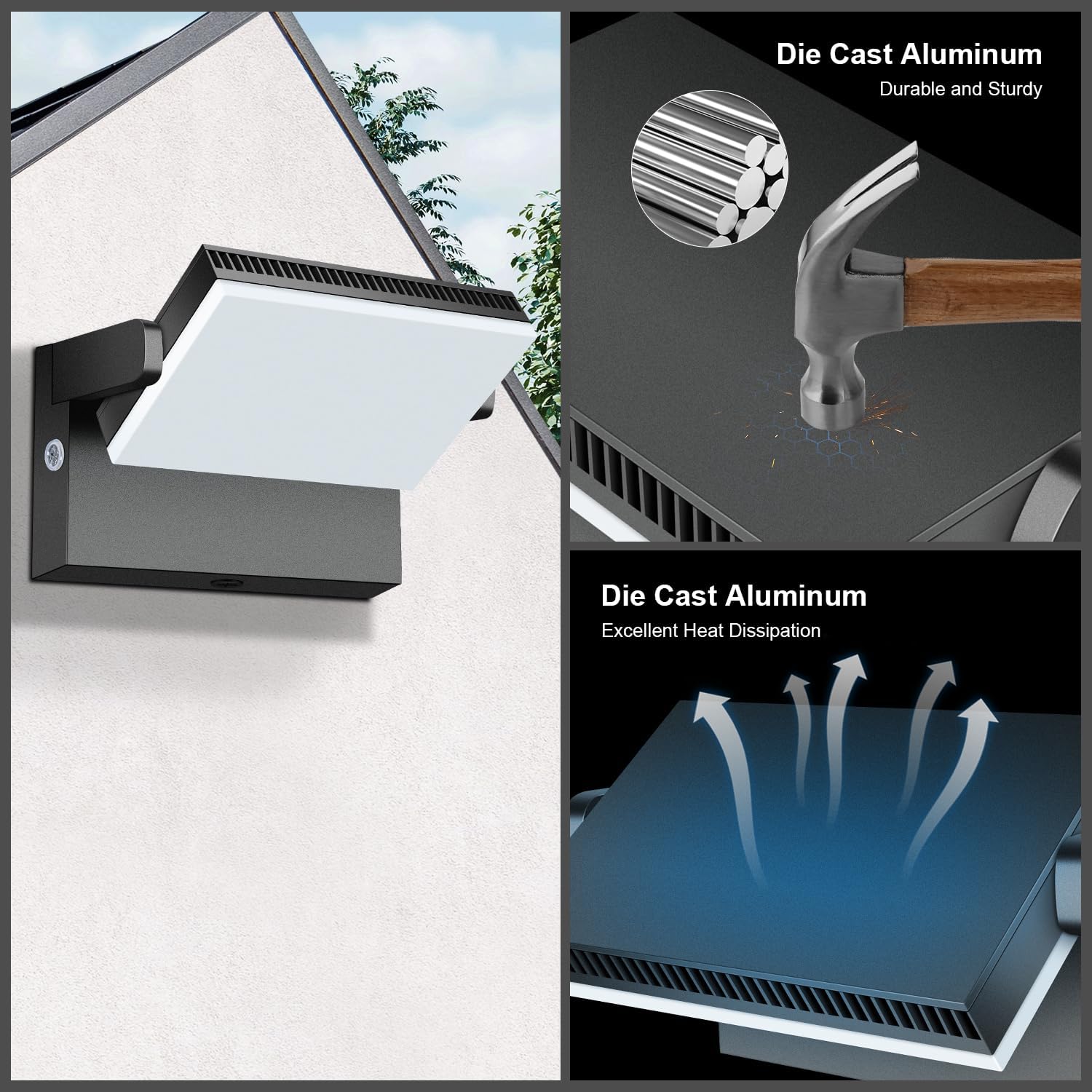 Modern Sleek Flood Lights Outdoor, 120W 5000K Dusk-to-Dawn Photocell with 360° Rotation, 18000LM IP65 Waterproof LED Security Wall Pack for Building,Yard,Driveway (4 Pack)