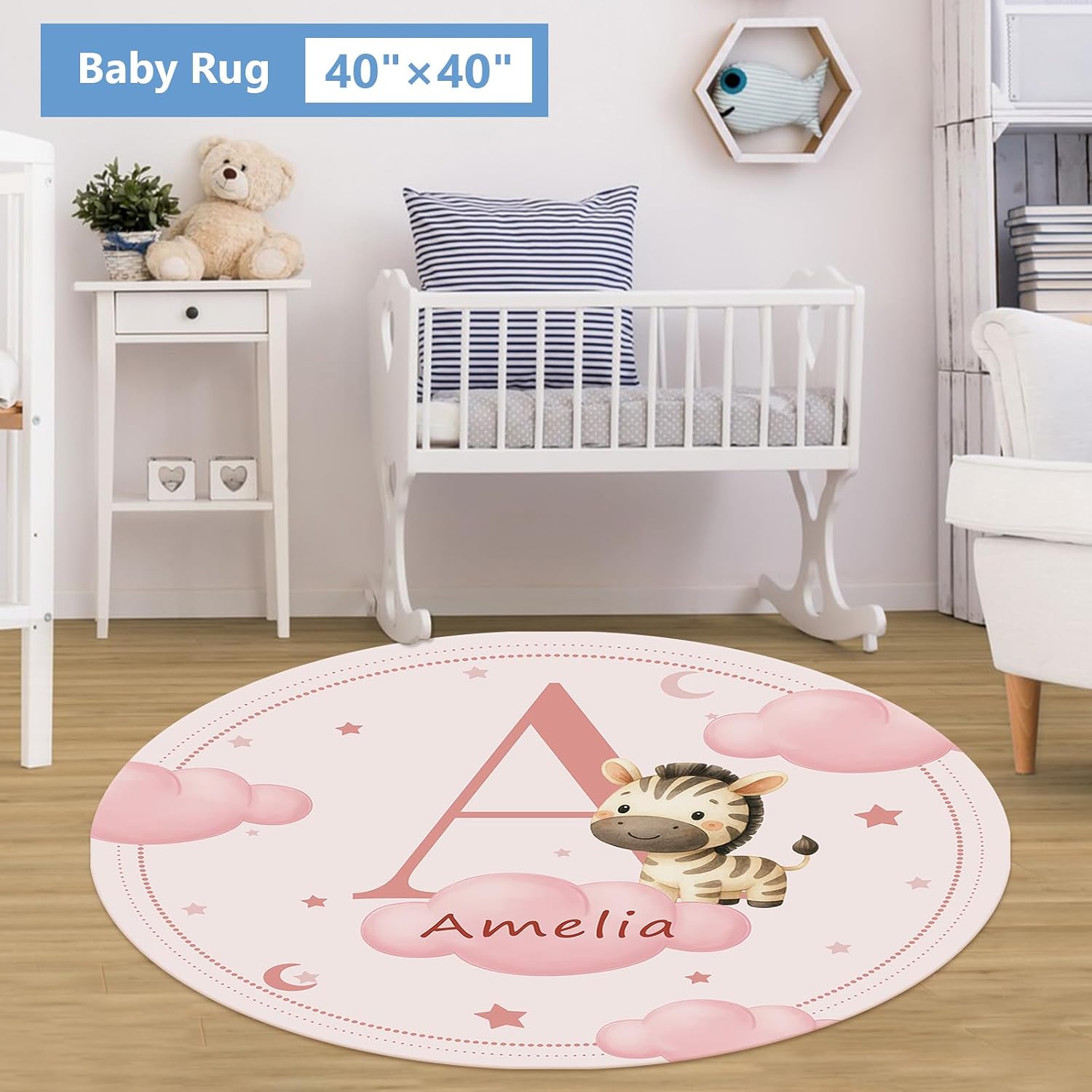 KAINSY Custom Crib Bedding Set, 5 Pcs Personalized Name Monogram Baby Crib Sets for Infants Toddlers, Pink Zebra Nursery Bedding Set for Boys Girls, Double Layer Baby Bedding Sets Customized Gifts