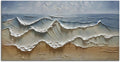 Slyart Abstract Blue Ocean Wave Wall Art, Textured Oil Painting on Canvas Relief Wall Art, 24' x 48' Abstract Modern Sea Artwork Wall, Neutral Wall Decor