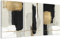 DUWQU 3 Pieces Large Black and Gold Abstract Canvas Wall Art, Modern Black Gold and White Art Wall Decor, Minimalist Grey Beige Block Prints for Living Room Bedroom Office Home Decorations 20×30 Inches