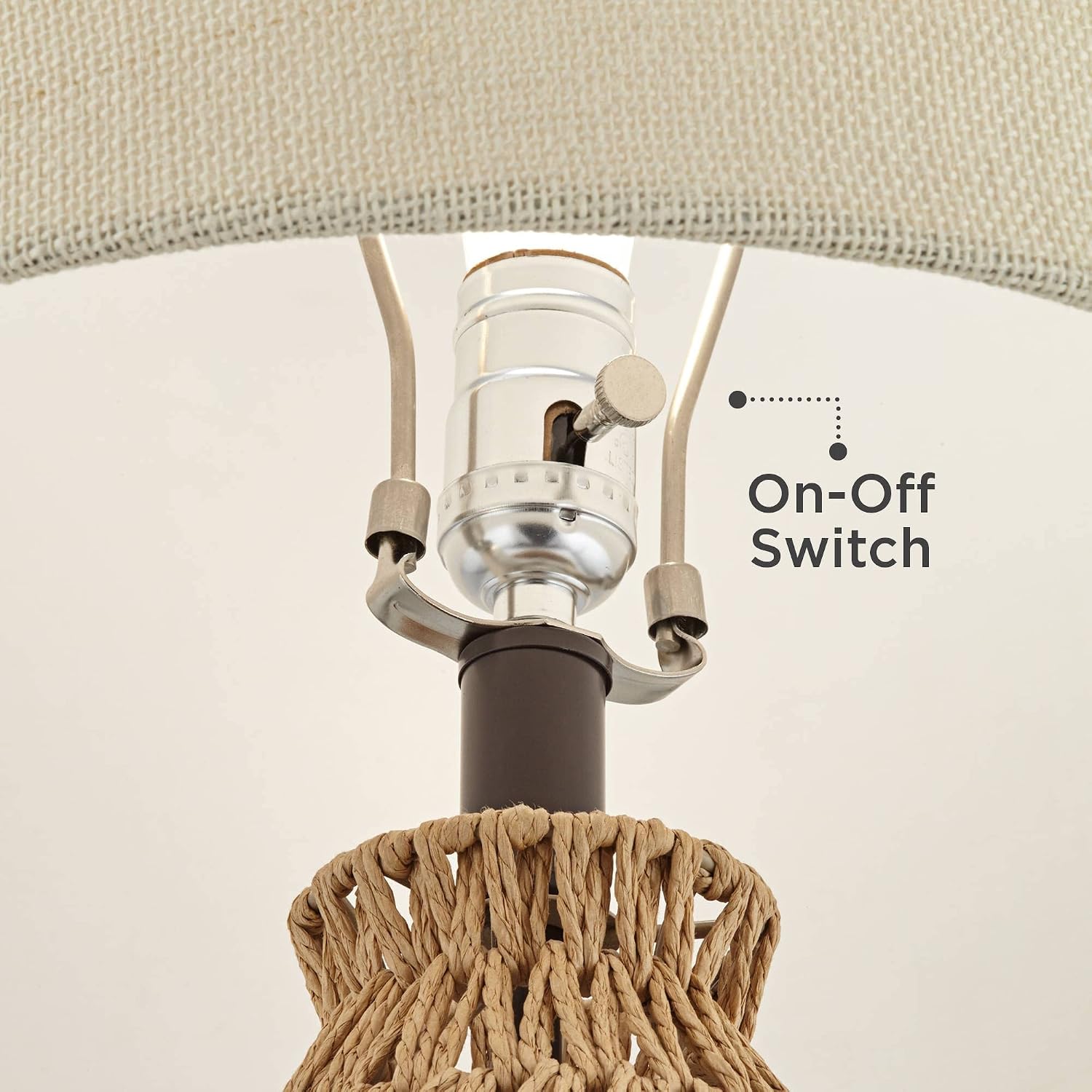 360 Lighting San Carlos 29' Tall Farmhouse Rustic Natural Cottage Core End Table Lamps Set of 2 Rattan Wicker Fabric Oatmeal Shade Living Room Bedroom Bedside Nightstand House Office Home Kitchen