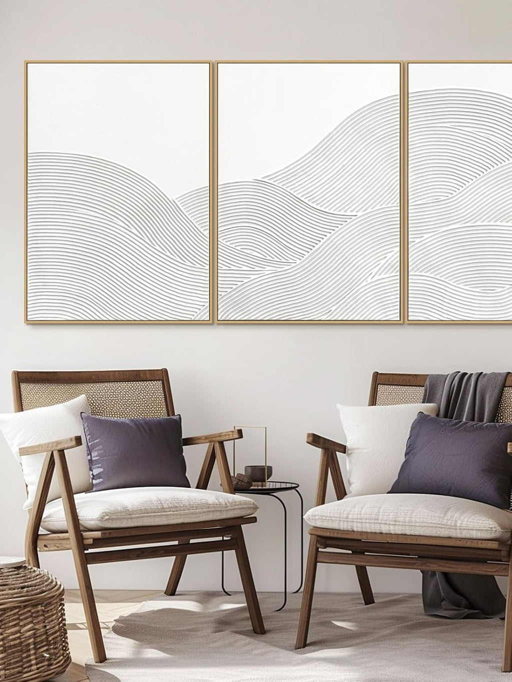 Framed 3-Piece Neutral Abstract Textured Wall Art – Modern Boho Wall Décor for Living Room, Bedroom & Bathroom – Large 3D Framed Artwork for Contemporary Home Décor，20 x 28 inches x3 pieces