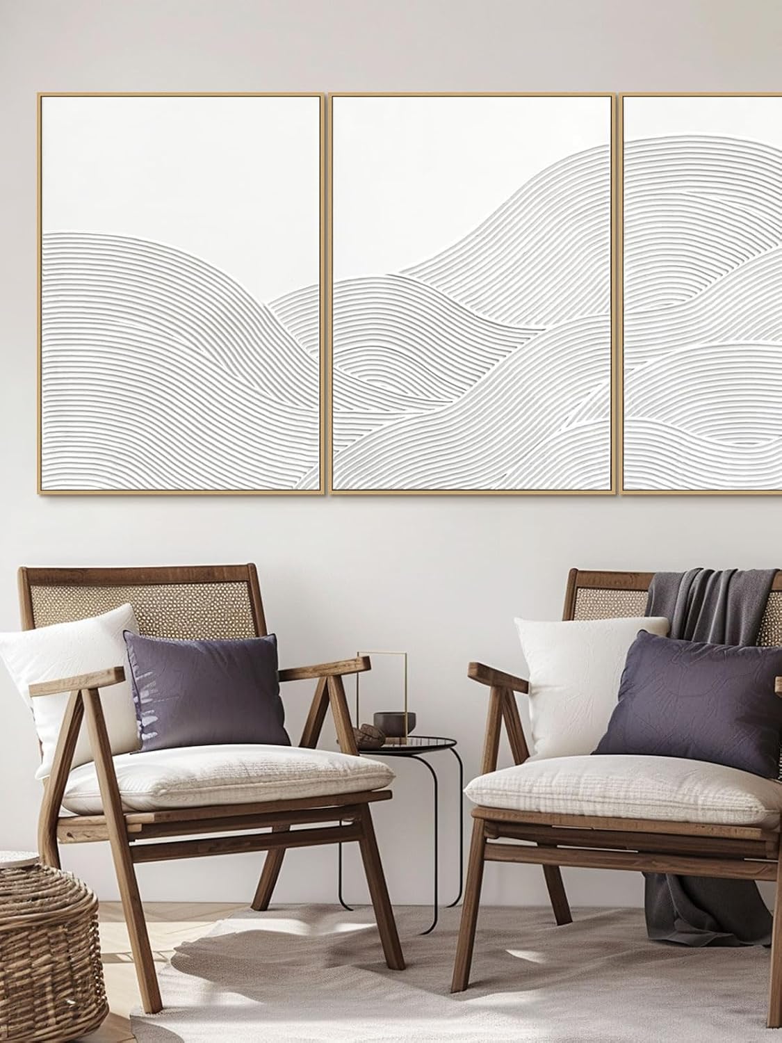 Framed 3-Piece Neutral Abstract Textured Wall Art – Modern Boho Wall Décor for Living Room, Bedroom & Bathroom – Large 3D Framed Artwork for Contemporary Home Décor，20 x 28 inches x3 pieces