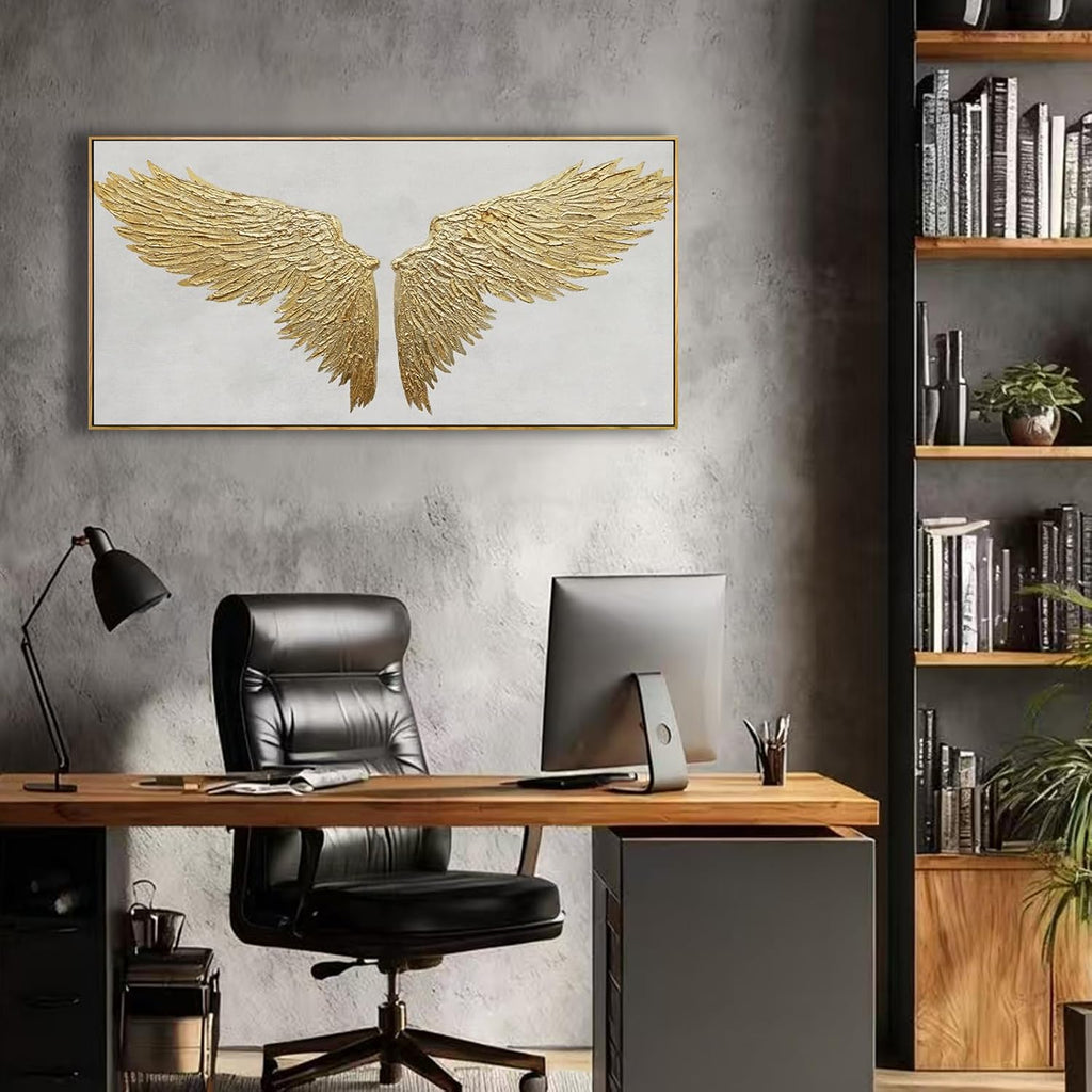 White and Gold Wall Decor Framed Modern Abstract Wall Art Bird Canvas Prints Paintings Neutral Wall Art for Bedroom Office Kitchen 20'x 40'