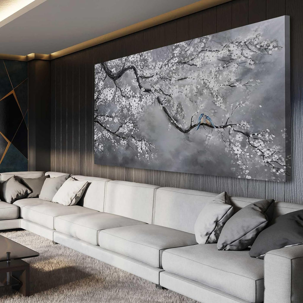 Artexist Canvas Wall Art/Grey Wall Decor 29'x58'/ Plum Blossom Oil Paintings/Large Artwork Wall for Living Room Bedroom Office Kitchen Home Decoration