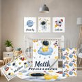 Terwex Customized Baby Bedding Set, 5 Pcs Custom Nursery Bedding Set with Baby Name, Double Layer Crib Set for Girls Boys, Personalized Gifts for Toddlers Infants New Parents, Space Astronaut