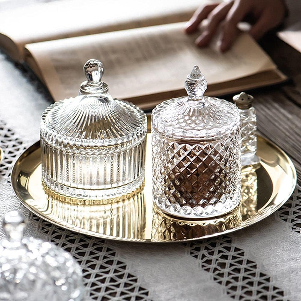 Fruit Basket 2Pcs Crystal Glass Candy Cup Creative Living Room Candy Jar Dried Fruit Plate Sugar Bowl Fruit Bowl with Lid Fruit Cup Snack Box Fruit Bowl/Fruit Bowls Jars