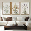 Anyzal Extral Large Botanical Framed Wall Art 24x36 Inch Neutral Floral Canvas Wall Decor Minimalist Beige Wildflower Painting for Living Room Bedroom Dining Room Set of 3