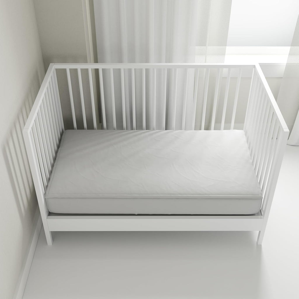QuickZip Crib Sheet Set - Faster, Safer, Easier Baby Crib Sheets - Includes1 Wraparound Base & 3 Zip-On Crib Sheets – Misty Gray 100% Cotton - Fits All Standard Crib Mattresses