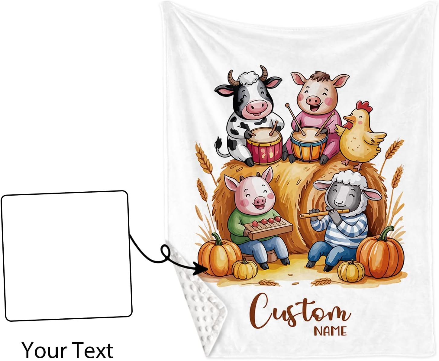 Personalized Crib Bedding Set for Baby Boys Girls, Farm Animals Design Custom Name Baby Crib Sets 5-Pcs, Double Layer Baby Blanket Fitted Sheet Changing Pad Cover Rug Wall Art Set