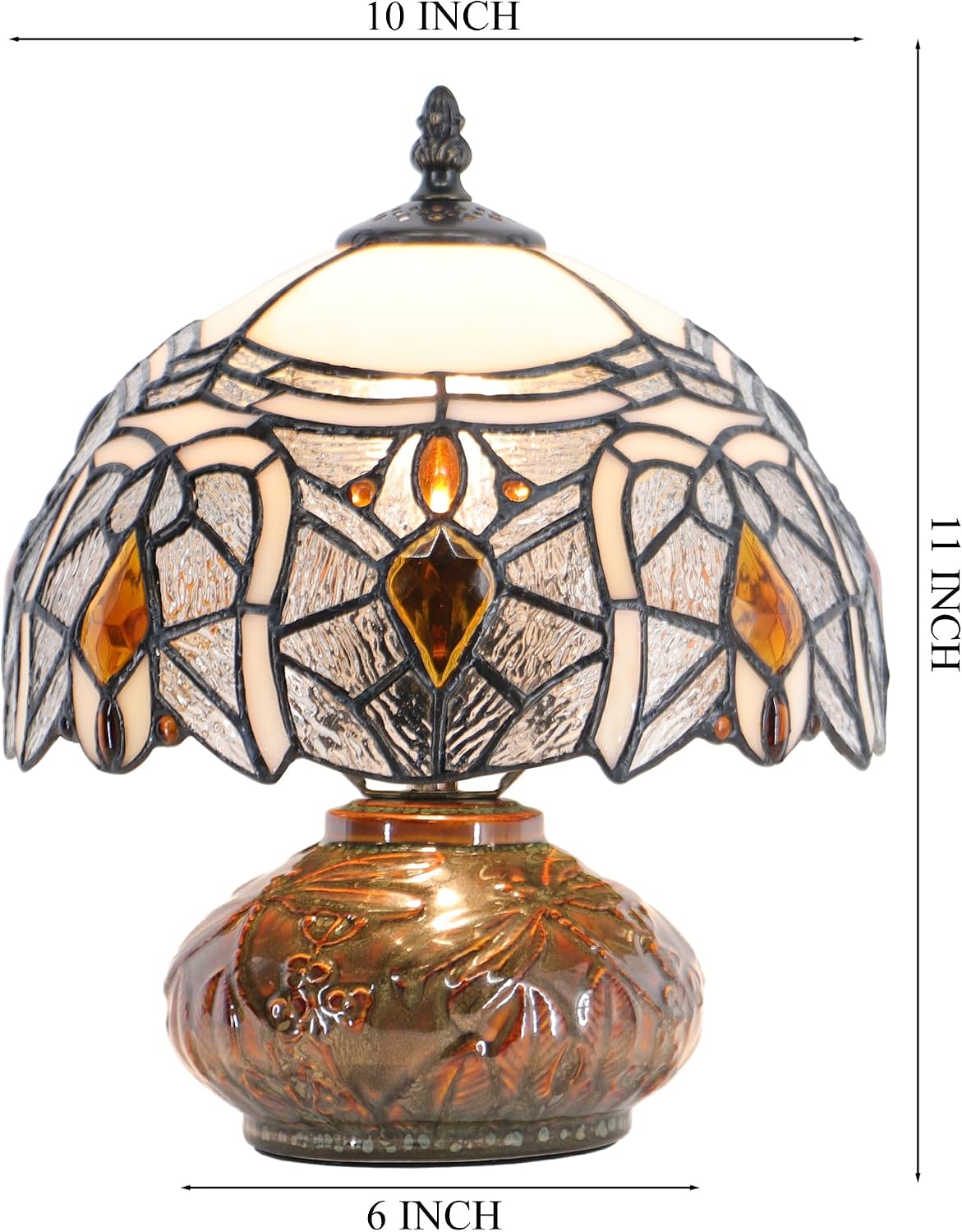 Small Tiffany Table Lamp Mini Mushroom Stained Glass Lamp Memory Sympathy lamp 10X11 Inch (Crystal Style)