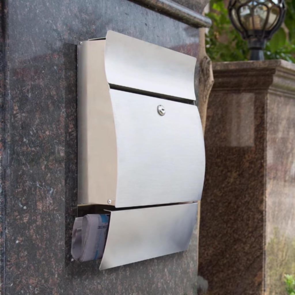 Modern Wall Mounted Mailbox, Large Capacity Galvanized Steel Metal Mail Box, Locking Mailboxes for Outside, Boxes Hanging Secure Postbox 14 x 4 x 18 Inch