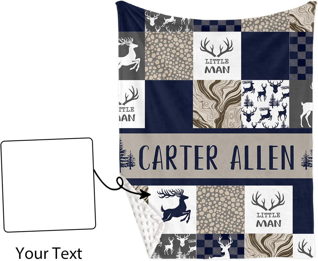 TOOTANN Custom Baby Crib Bedding Set, 5 Pcs Personalized Name Baby Crib Sheets for Kid Toddler Infant, Dark Blue Reindeer Silhouette Nursery Bedding Set