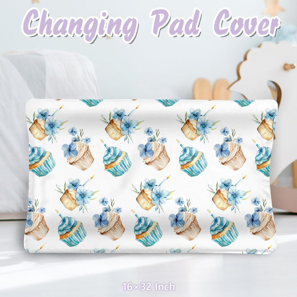 Custom Baby Crib Bedding Set, 5 PCS Personalized Name Baby Crib Sets for Girls Boys, Blue Dinosaur Theme Nursery Bedding Sets for Infant Toddler, Double Layer Flannel Bed Set Customized Gifts