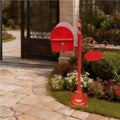 Locking Floor Standing Mailbox, Metal Letter Box with Rain Shield Send Slot, Decorative Post Mail Box for Home, Garden(Red)