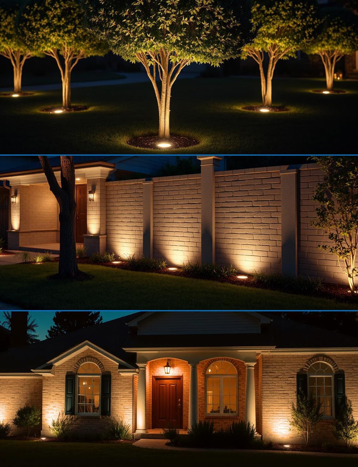 Low Voltage Landscape Lights Well Lights Landscape LED in Ground Light IP67 Waterproof Outdoor Landscape Lighting with Connectors for Pathway Garden Yard Fence Deck (Warm White 3000K)