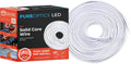 PureOptics LED Professional Push Wire 100' Jumper Wire Spool for Under Cabinet Lighting, Flat 5/6' or 8mm Cable, 4-Core CL2 Compliant, Non-Metallic, White