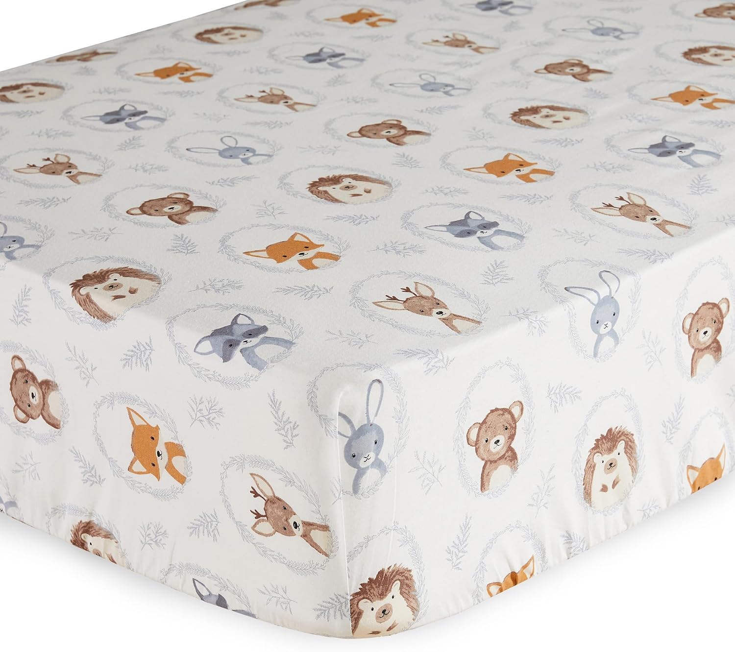 Levtex Baby - Forest Friends Crib Bed Set - Baby Nursery Set - Gingham - Blue and White - Animal Portraits - 5 Piece Set Includes Quilt, Two Fitted Sheets, Wall Decal & Skirt/Dust Ruffle