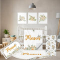 Terwex Custom Baby Crib Set - 5 Pcs Personalized Name Flowers Crib Bedding Set for Infants Toddlers - Soft Double Layer Nursery Bedding Set for Girls Boys - Customized Gifts for Baby Shower Birthday
