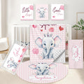 KAINSY Personalized Baby Crib Set, 5 Pcs Custom with Name, Soft Elephant Crib Bedding, Double Layer Toddler Infant Bedding, New Parents Gifts