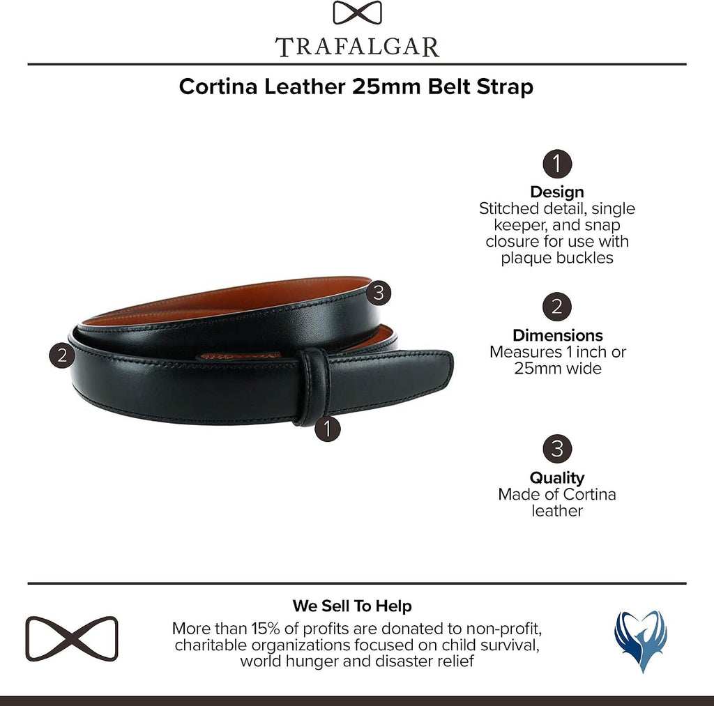 Trafalgar Cortina Leather Belt Strap - 1 inch wide (25mm)