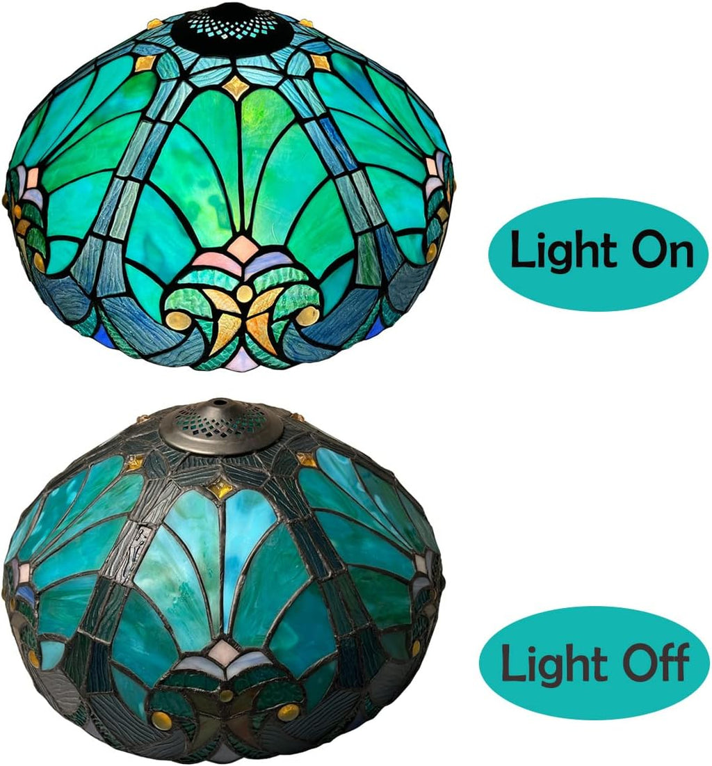 Tiffany Table Lamp Shade 16' Wide Victorian Style Stained Glass Lampshade for Table Lamp Floor Lamp