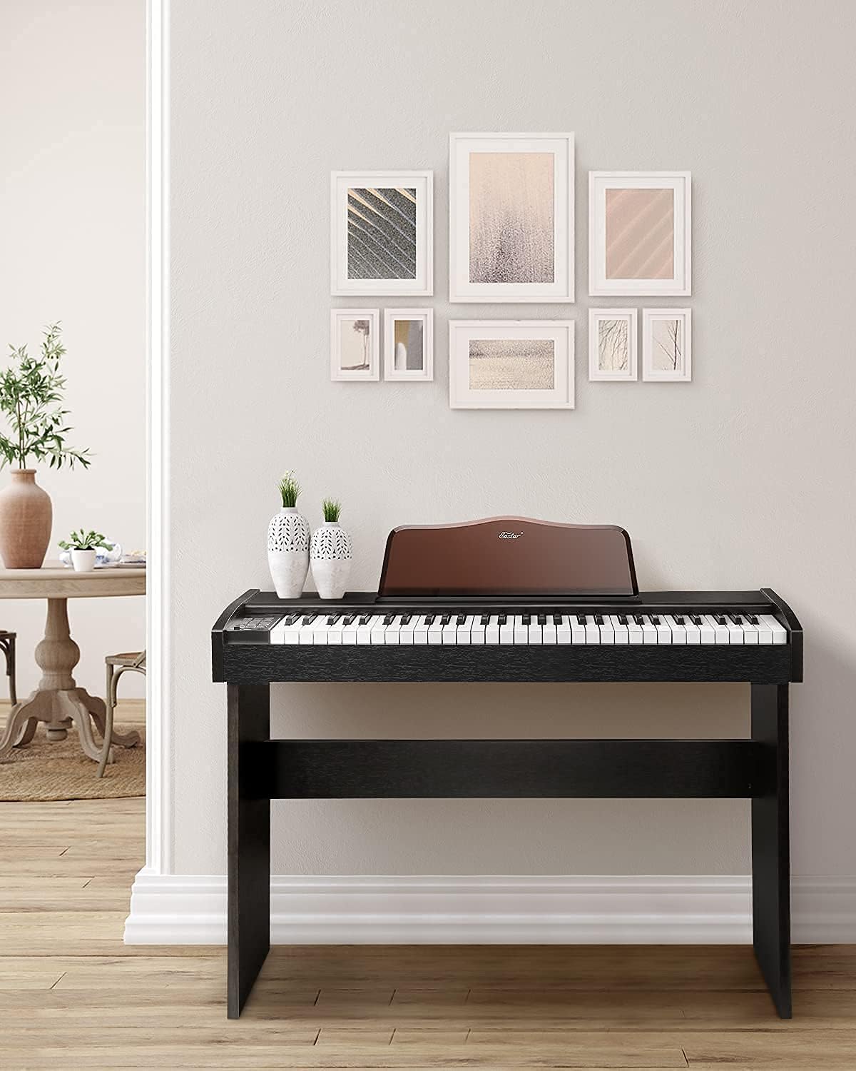 Eastar 61 Key Keyboard Piano for Beginners, Electric Piano, Classic Wooden Digital Keyboard with Sustain Pedal & Music Stand, Birthday Gifts for Girls Daughter, Supports MP3/USB/Audio/Mic/Headphones